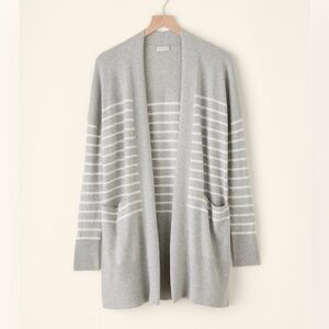 Garnet Hill Gray Striped Cardigan